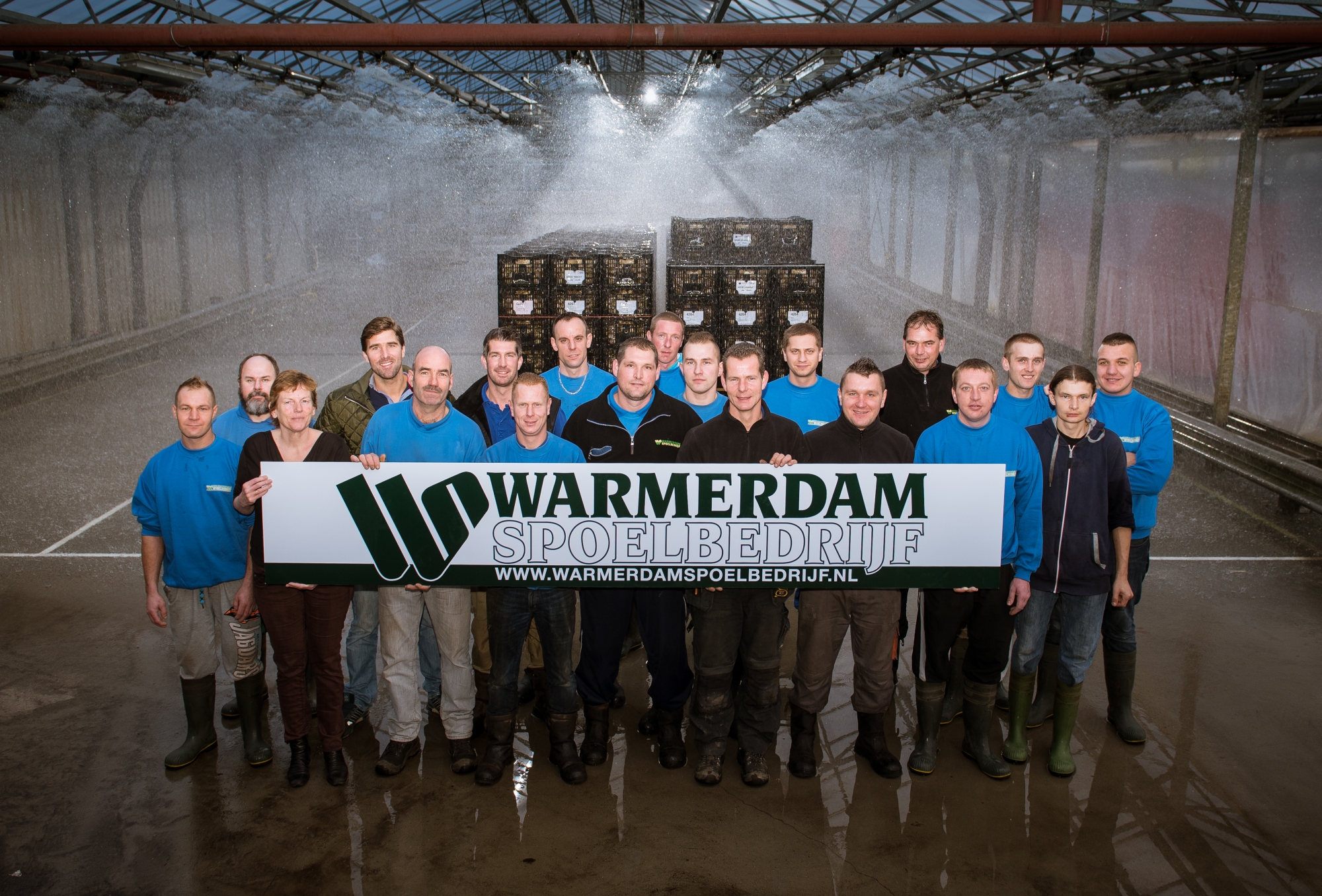 Het team van Warmerdam Spoelbedrijf in de hal